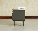 Poland Solid Wood Bedside Table One Door Slate Grey