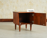 Poland Solid Wood Bedside Table One Door Brown Finish