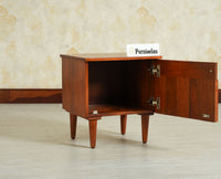 Poland Solid Wood Bedside Table One Door Brown Finish