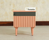 Poland Solid Wood Bedside Table One Door Coral Peach