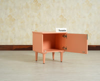 Poland Solid Wood Bedside Table One Door Coral Peach