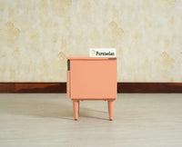 Poland Solid Wood Bedside Table One Door Coral Peach
