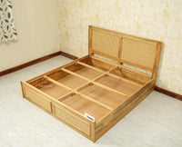 Boston Solid Wood Rattan Cane Storage Box King Size Bed Furniselan natural finish