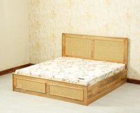 Boston Solid Wood Rattan Cane Storage Box King Size Bed Furniselan natural finish