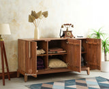 Brisbane Elite Storage Three Door Wooden Cabinet Sideboard Furniselan Natural Oak Finish