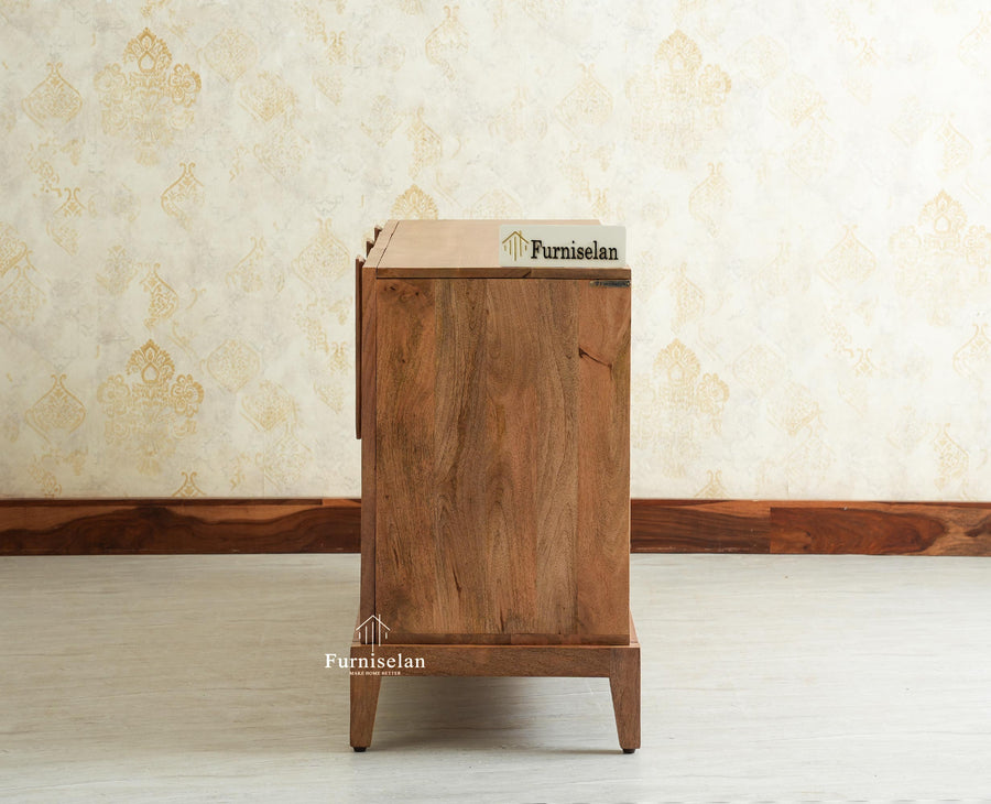 Brisbane Elite Storage Three Door Wooden Cabinet Sideboard Furniselan Natural Oak Finish