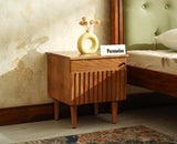 Poland Solid Wood Bedside Table One Door Natural Oak Finish