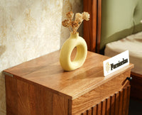 Poland Solid Wood Bedside Table One Door Natural Oak Finish