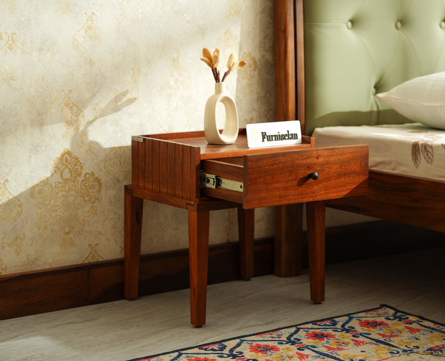 Croatia Solid Wood One Drawer Bedside Table Brown Finish