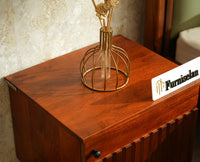 Poland Solid Wood Bedside Table One Door Brown Finish