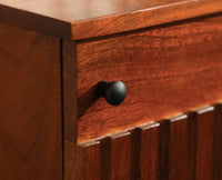 Poland Solid Wood Bedside Table One Door Brown Finish