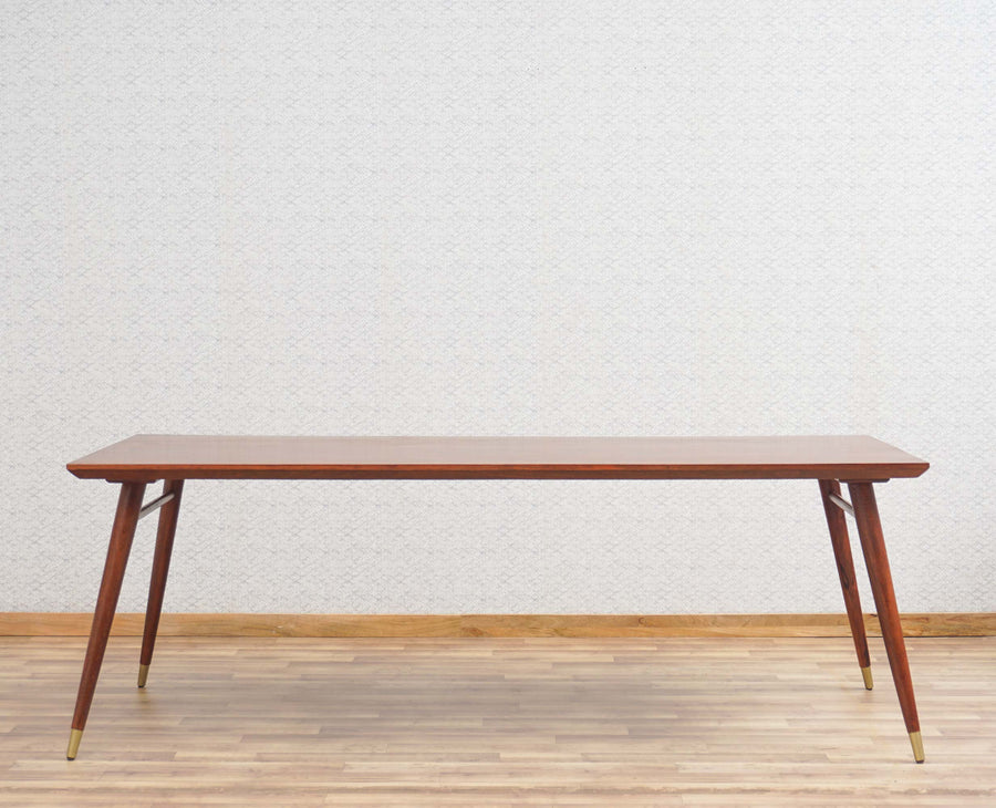 Boston Solid Wood Rattan Cane Dining Table Eight Seater Set with Bench Furniselan Brown Finish