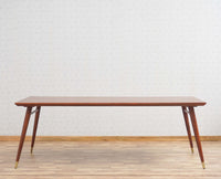 Boston Solid Wood Rattan Cane Dining Table Eight Seater Set with Bench Furniselan Brown Finish