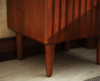 Poland Solid Wood Bedside Table One Door Brown Finish