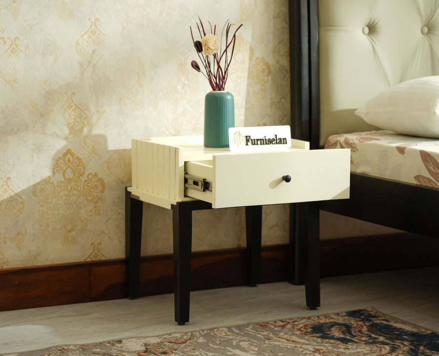 Croatia Solid Wood One Drawer Bedside Table Frosty White