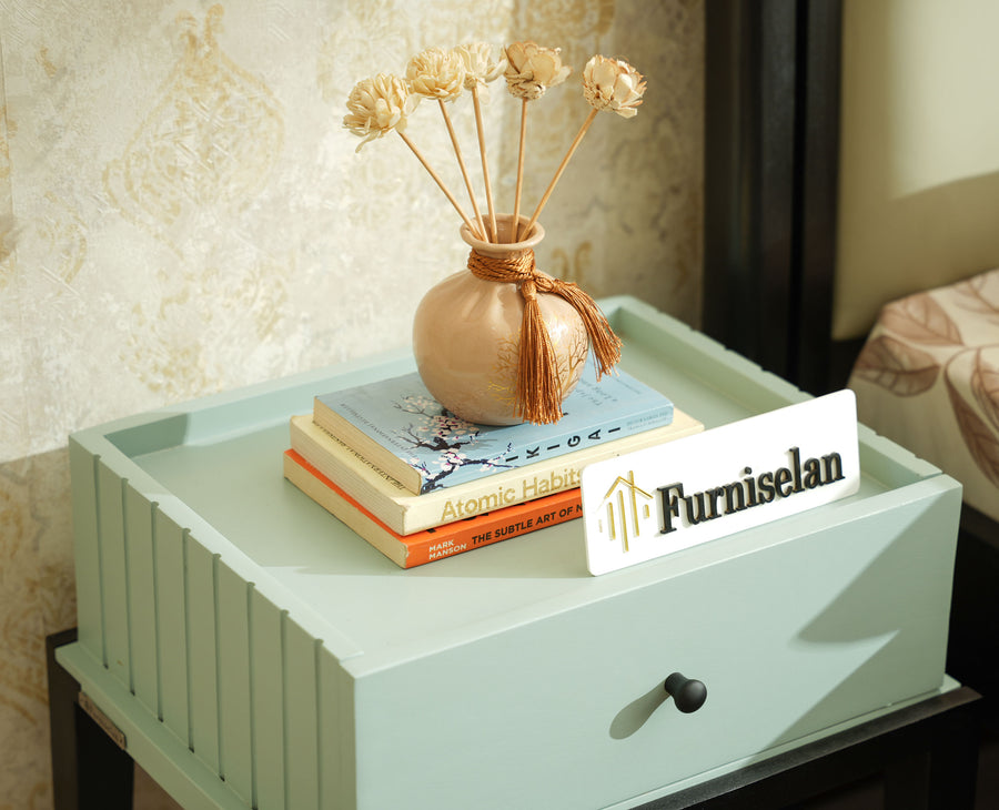 Croatia Solid Wood One Drawer Bedside Table Silt Green
