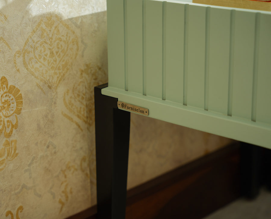Croatia Solid Wood One Drawer Bedside Table Silt Green