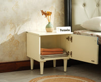 Poland Solid Wood Bedside Table One Door Frosty White