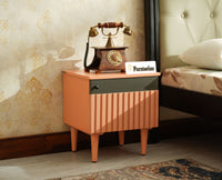 Poland Solid Wood Bedside Table One Door Coral Peach
