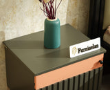 Poland Solid Wood Bedside Table One Door Slate Grey