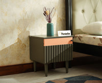 Poland Solid Wood Bedside Table One Door Slate Grey