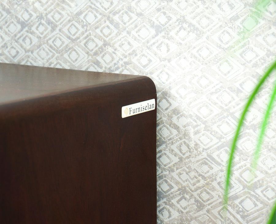 Boston Solid Wood Rattan Cane Two Drawer Bedside Table Furniselan Grey-Finish