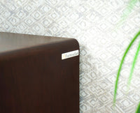 Boston Solid Wood Rattan Cane Two Drawer Bedside Table Furniselan Grey-Finish