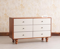 Puebla Solid Wood Six Drawer Chest of Drawer Furniselan Brown Finish