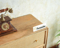 Boston Solid Wood Rattan Cane Chest of Drawer Six Drawer Dressing Chester Furniselan Natural Finish