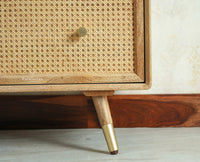 Boston Solid Wood Rattan Cane Chest of Drawer Six Drawer Dressing Chester Furniselan Natural Finish