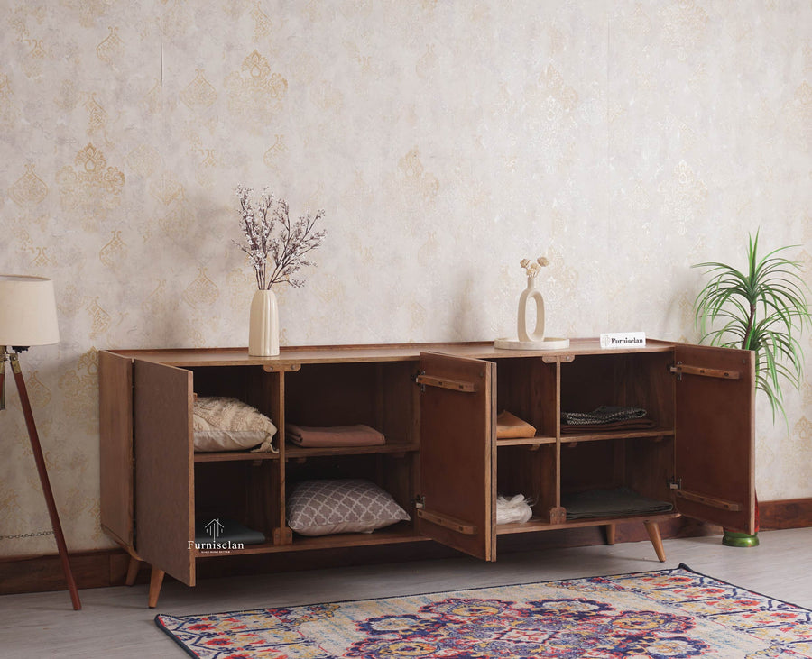 Mexico Four Door Large Sideboard Storage Cabinet - Sideboard - Furniselan - Natural Oak
