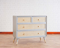 Boston Solid Wood Rattan Cane Chest of Drawer Four Drawer - Chest of Drawer - Furniselan-Cool-Grey