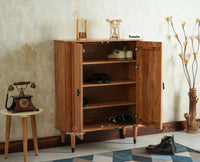 Eiffel Solid Wood Shoe Rack Cabinet Designer Shoe Rack Organizer for Entryway & Living Space Furniselan Natural Finish