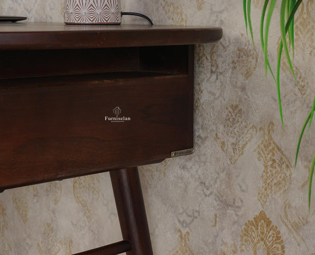 Hosur Solid Mango Wood Two Drawer Study Table - Console Table - Furniselan - Grey-Finish