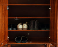 Eiffel Solid Wood Shoe Rack Cabinet Designer Shoe Rack Organizer for Entryway & Living Space Furniselan Brown Finish