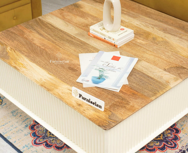 Bengaluru Solid Wood Square Coffee Table - Coffee Table - Furniselan -Frosty White