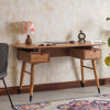 Hosur Solid Mango Wood Two Drawer Study Table - Console Table - Furniselan Natural-Oak-Finish