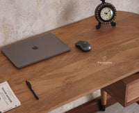 Hosur Solid Mango Wood Two Drawer Study Table - Console Table - Furniselan Natural-Oak-Finish