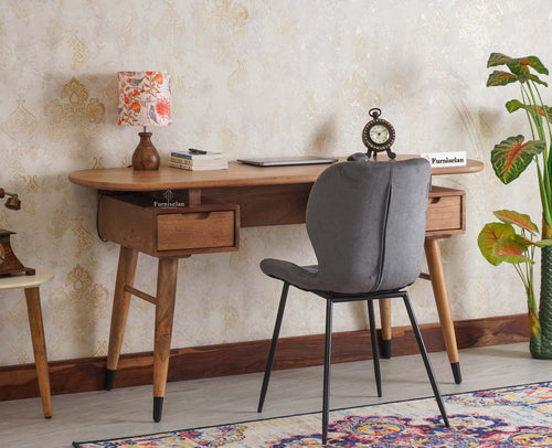 Hosur Solid Mango Wood Two Drawer Study Table  With Chair Furniselan