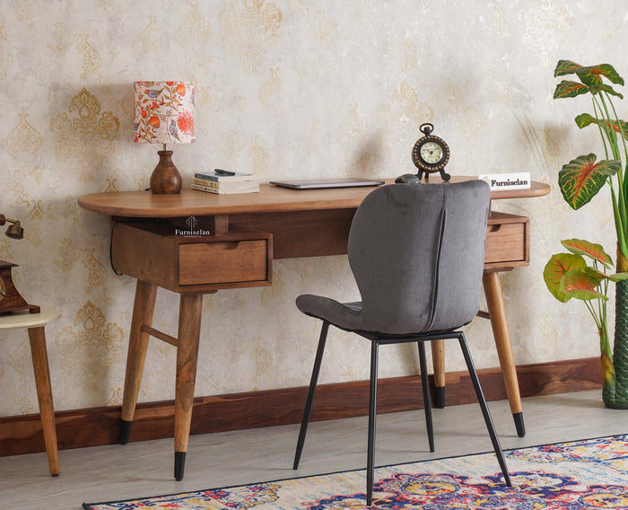 Hosur Solid Mango Wood Two Drawer Study Table  With Chair Furniselan