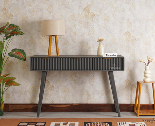 Bengaluru Solid Wood 3 Drawer Console Table Furniselan Slate-Grey