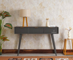 Bengaluru Solid Wood 3 Drawer Console Table Furniselan Slate-Grey