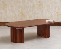 Bellandur Solid Wood Oval Coffee Table Furniselan Maple Finish