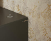 Boston Solid Wood Rattan Cane Bar Cabinet with Glass Holder Storage Multipurpose features Furniselan Slate Grey