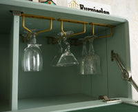 Boston Solid Wood Rattan Cane Bar Cabinet with Glass Holder Storage Multipurpose features Furniselan Silt Green