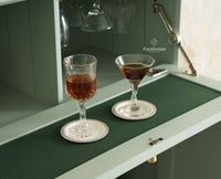 Boston Solid Wood Rattan Cane Bar Cabinet with Glass Holder Storage Multipurpose features Furniselan Silt Green