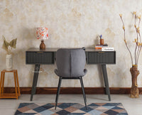 Bengaluru Solid Wood 3 Drawer Study Laptop Table With Chair Furniselan Slate-Grey