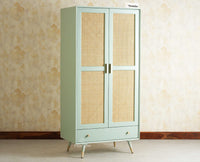 Boston Solid Wood Rattan Cane Wardrobe Furniselan  Silt Green