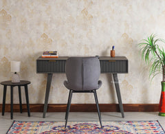 Bengaluru Solid Wood 3 Drawer Study Laptop Table with Chair Furniselan Slate-Grey