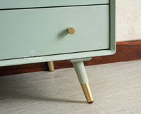 Boston Solid Wood Rattan Cane Wardrobe Furniselan  Silt Green